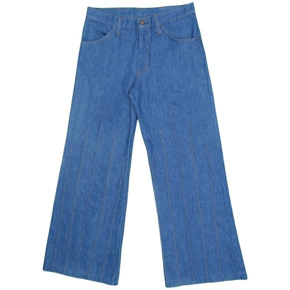 1970s Vintage Pleated Flare Jeans 30x29.5 - Picture 1 of 4